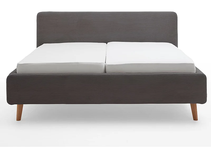 Lit rembourré en velours anthracite avec tête de lit lisse 160x200 - LT8002