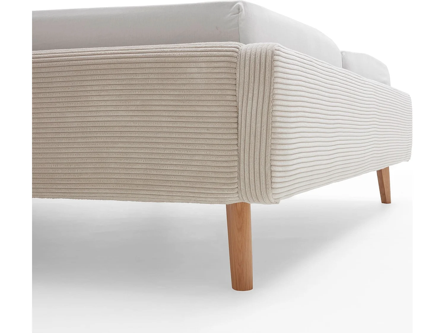 Lit rembourré en velours beige avec tête de lit lisse 160x200 - LT8002