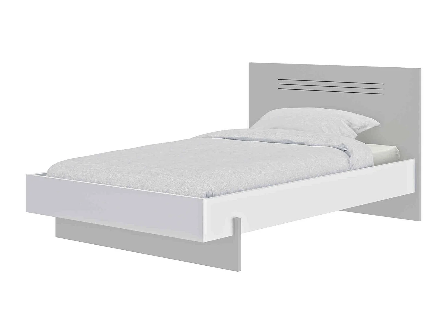 Lit enfant en bois gris et blanc 90x190 - LT5025