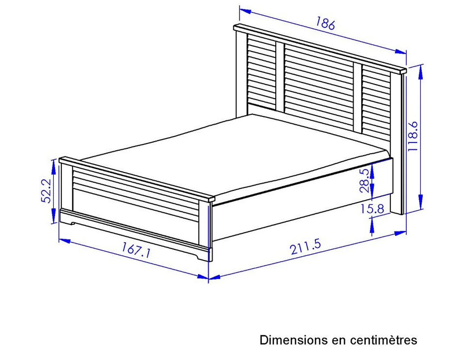 Lit 160x200 avec 2 chevets en bois clair - LT5077