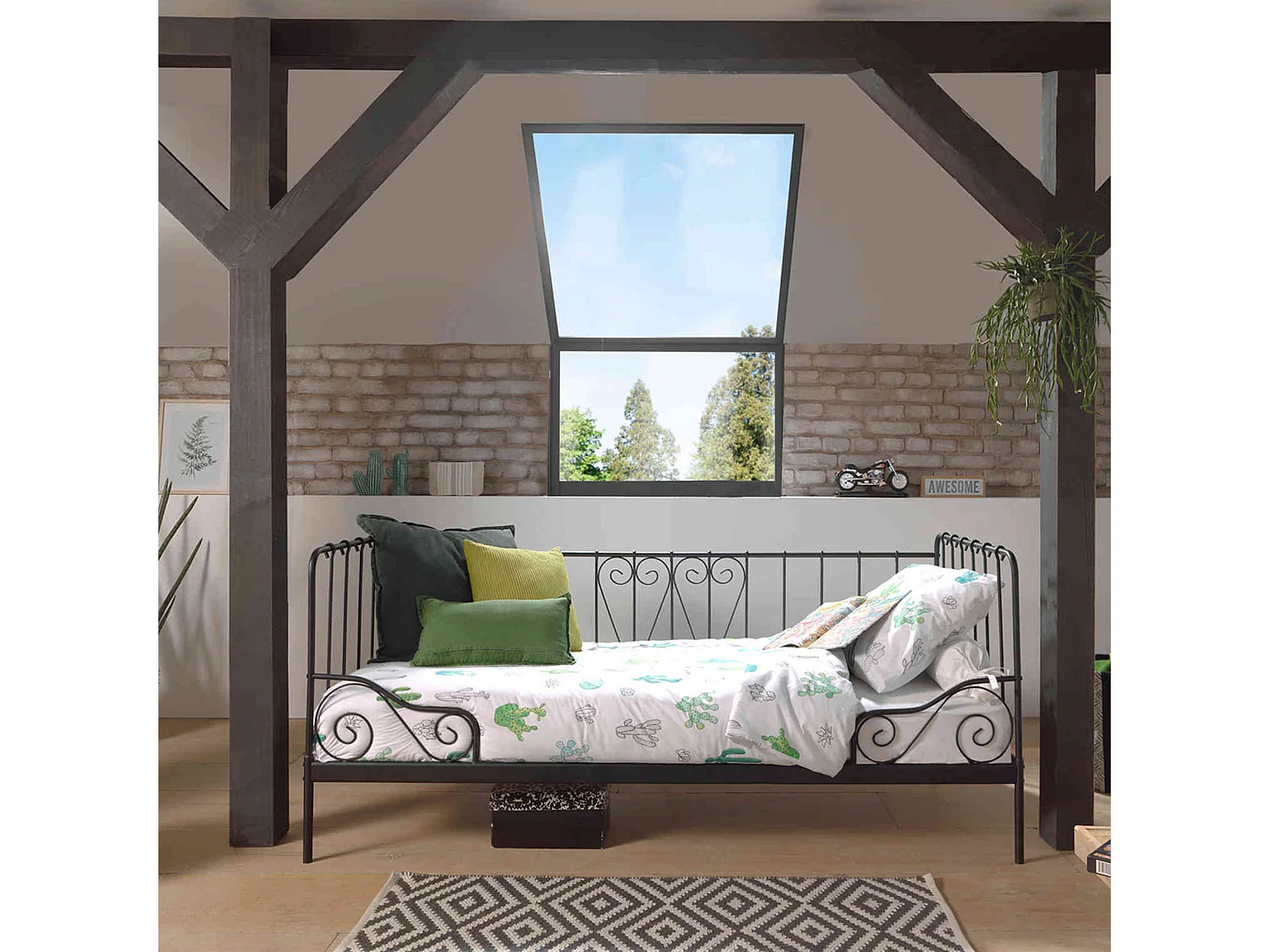 Lit enfant en métal noir 90x200 - LI2032