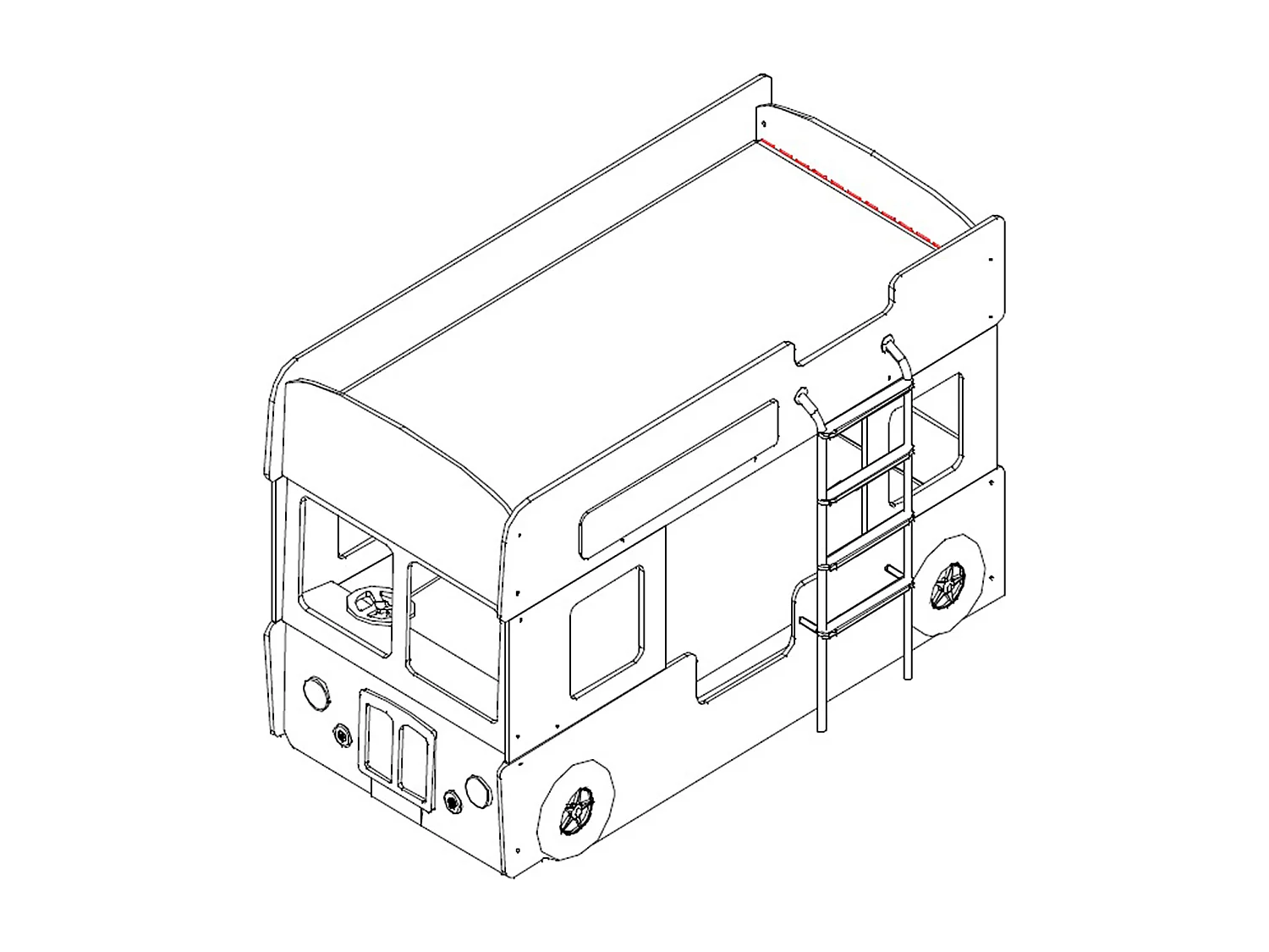 Lit Superposé London Bus 90x200