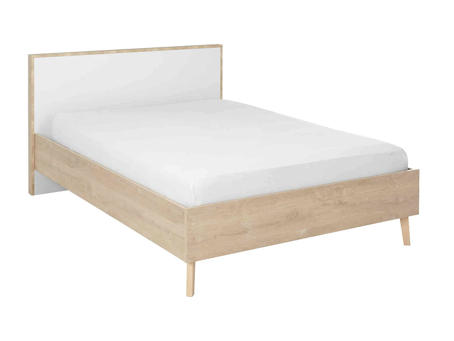 Lit adulte en bois imitation chêne clair 180x200 - LT5046-2