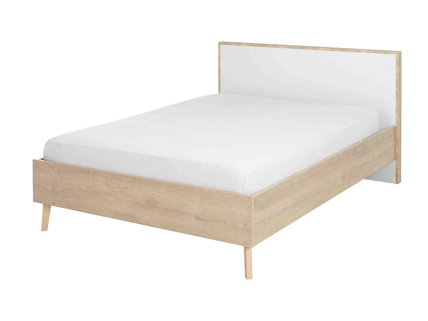 Lit adulte en bois imitation chêne clair 180x200 - LT5046-2