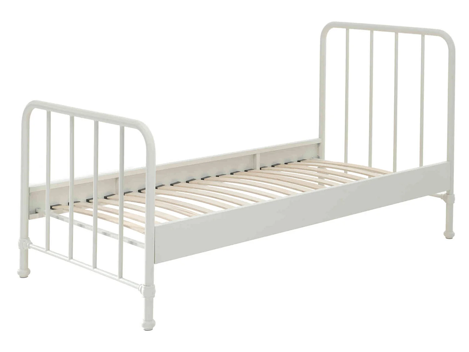 Lit enfant à barreaux en métal 90x200 cm blanc - LT2059