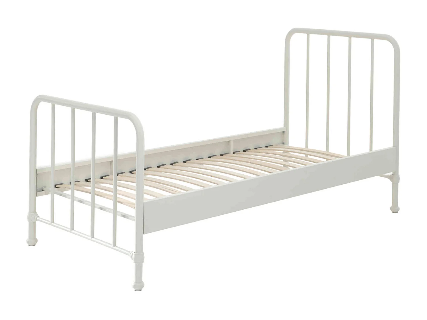 Lit enfant à barreaux en métal 90x200 cm blanc - LT2059
