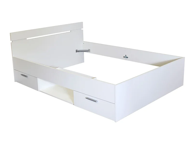 Lit Tiroirs Blanc Perle 140x190