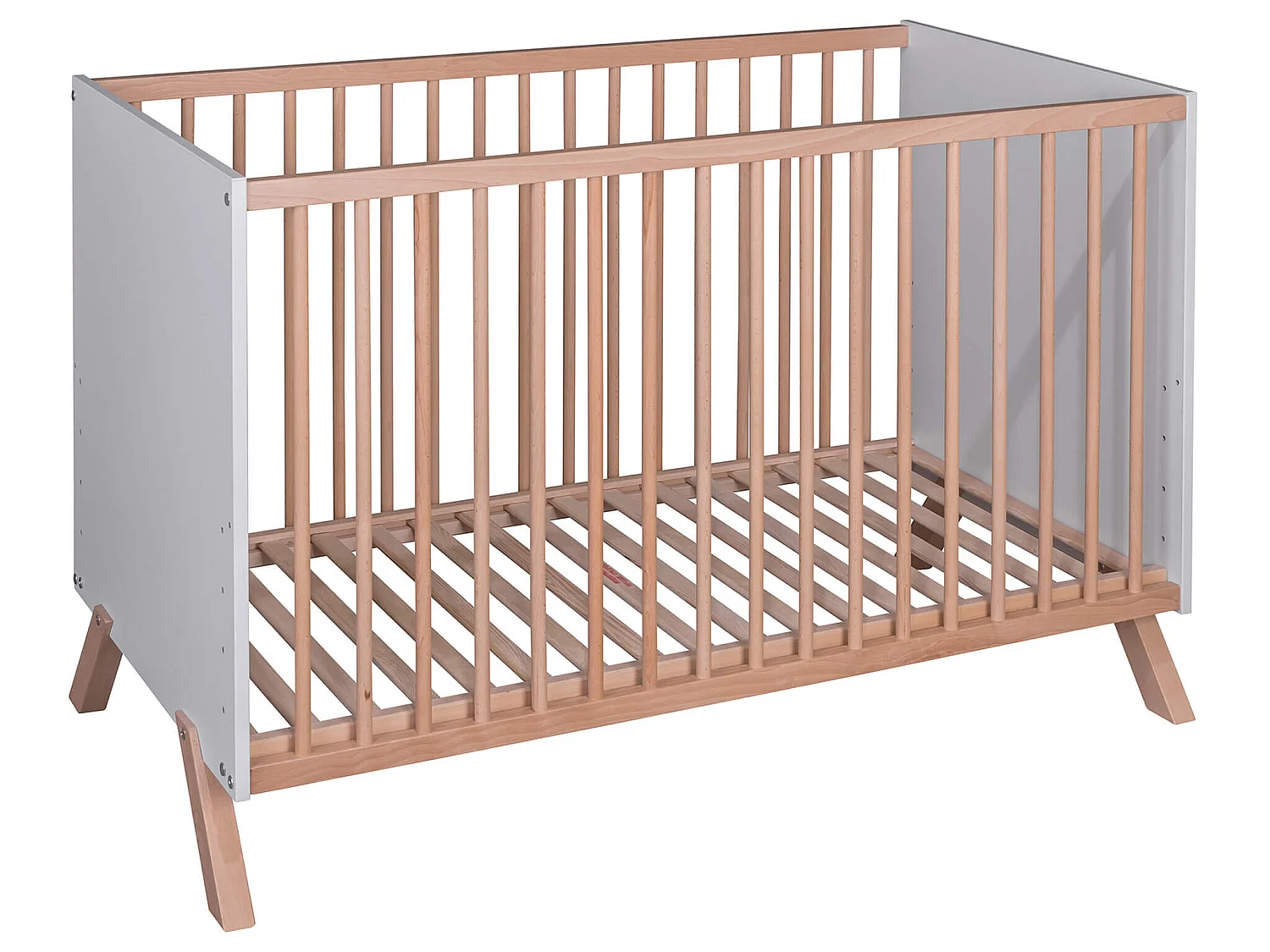 Lit bébé en bois massif blanc et naturel style scandinave 60x120