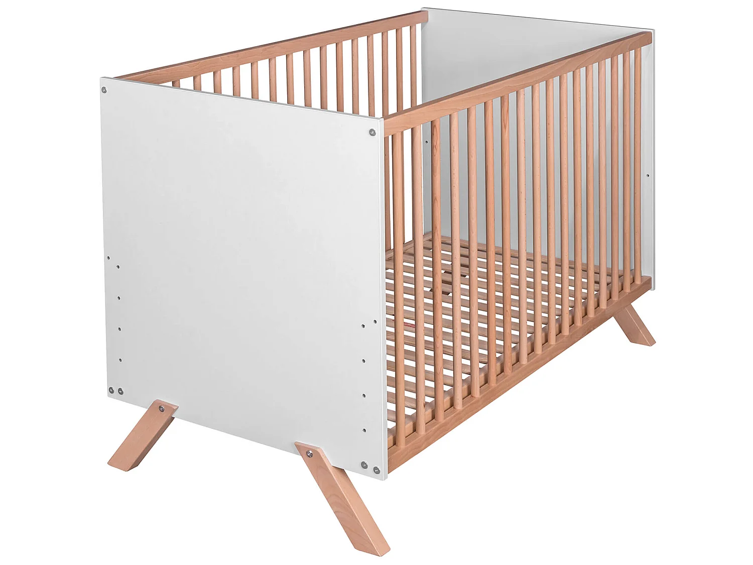 Lit bébé en bois massif blanc et naturel style scandinave 60x120