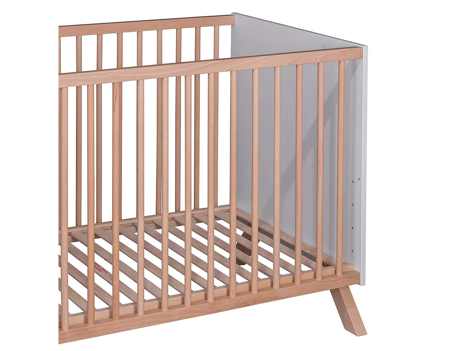 Lit bébé en bois massif blanc et naturel style scandinave 60x120