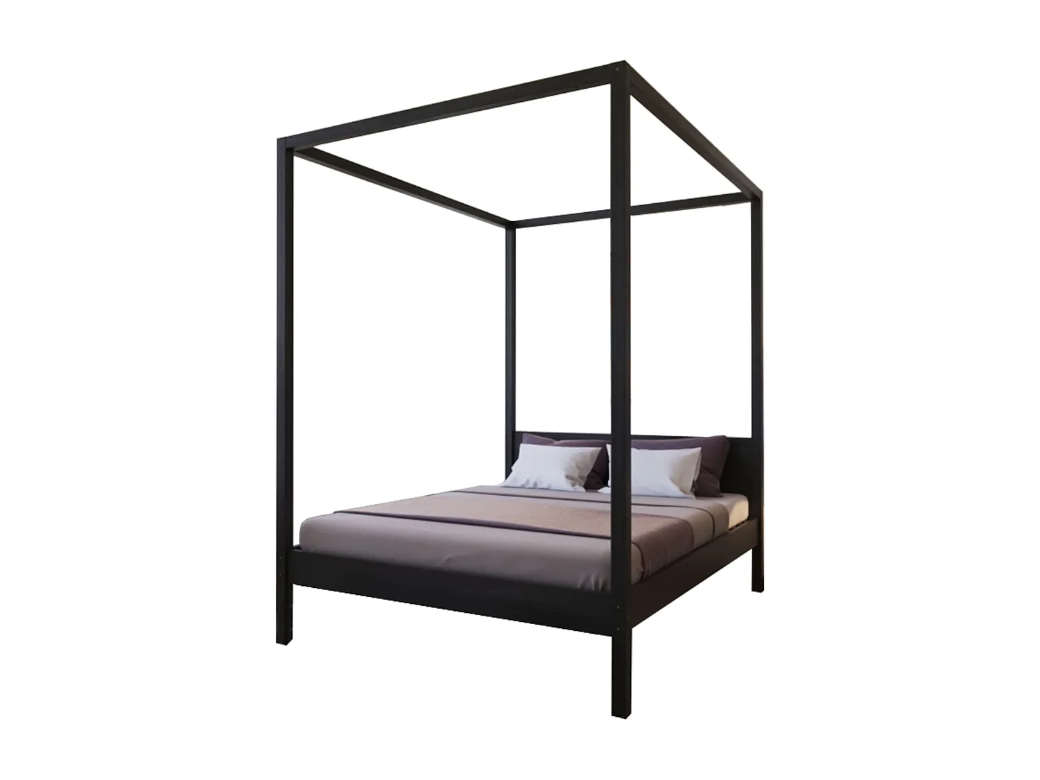 Lit à baldaquin en bois noir 140x190 - LT14032