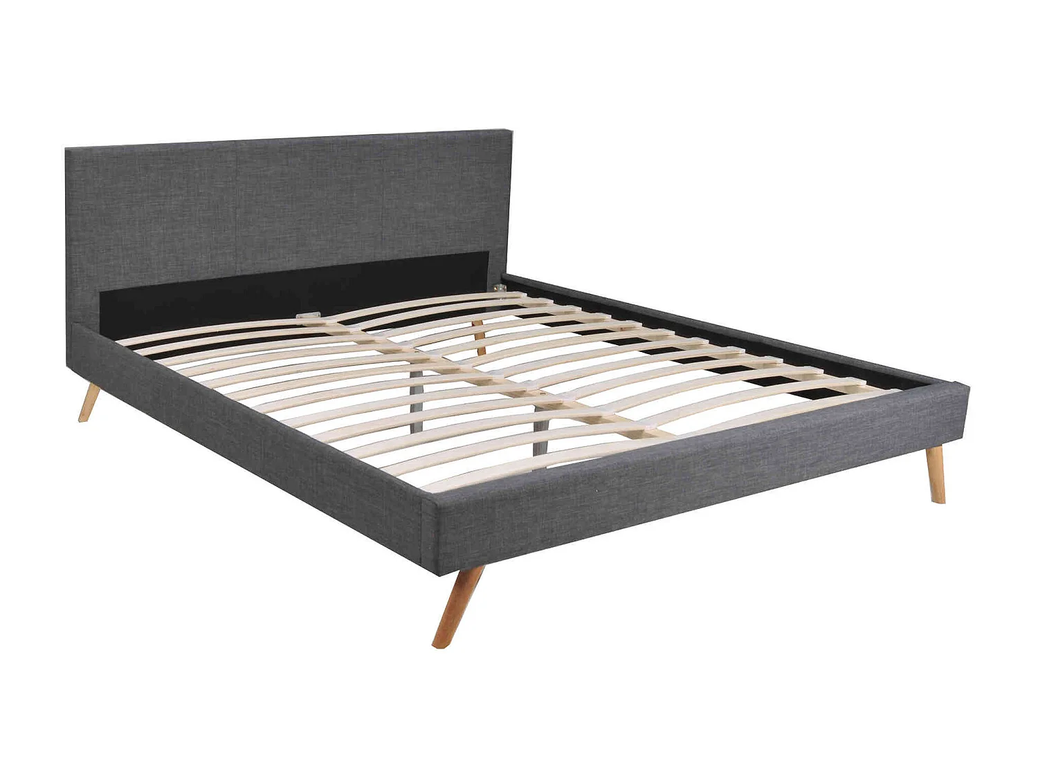 Lit en bois avec tissu anthracite 180x200 - LT14009