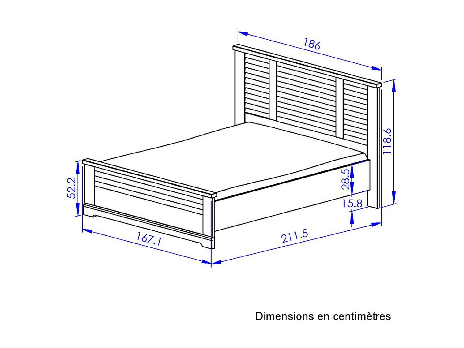 Lit en bois clair imitation châtaignier 160x200 - LT5066