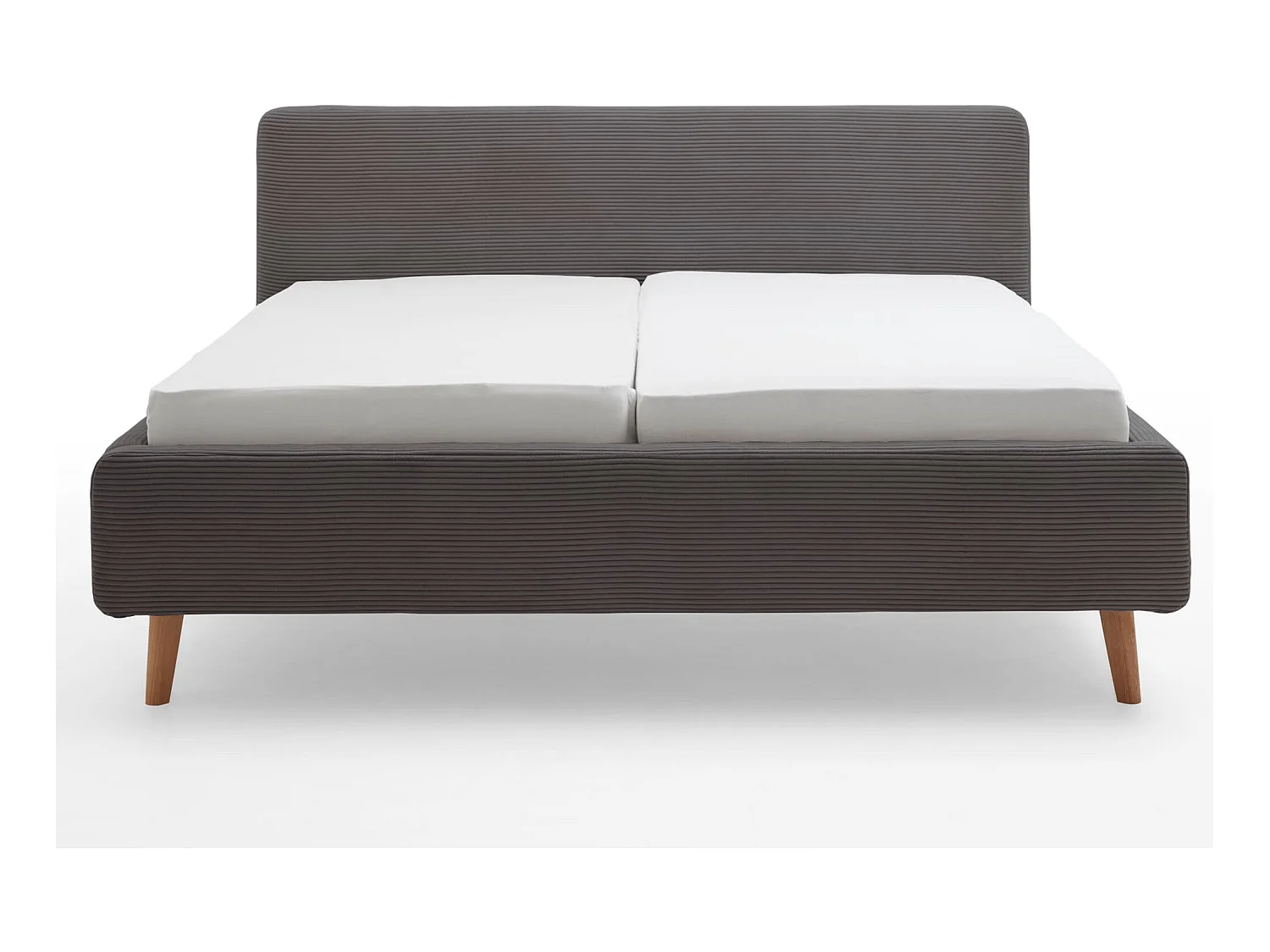 Lit rembourré en velours anthracite avec tête de lit lisse 140x200 - LT8002