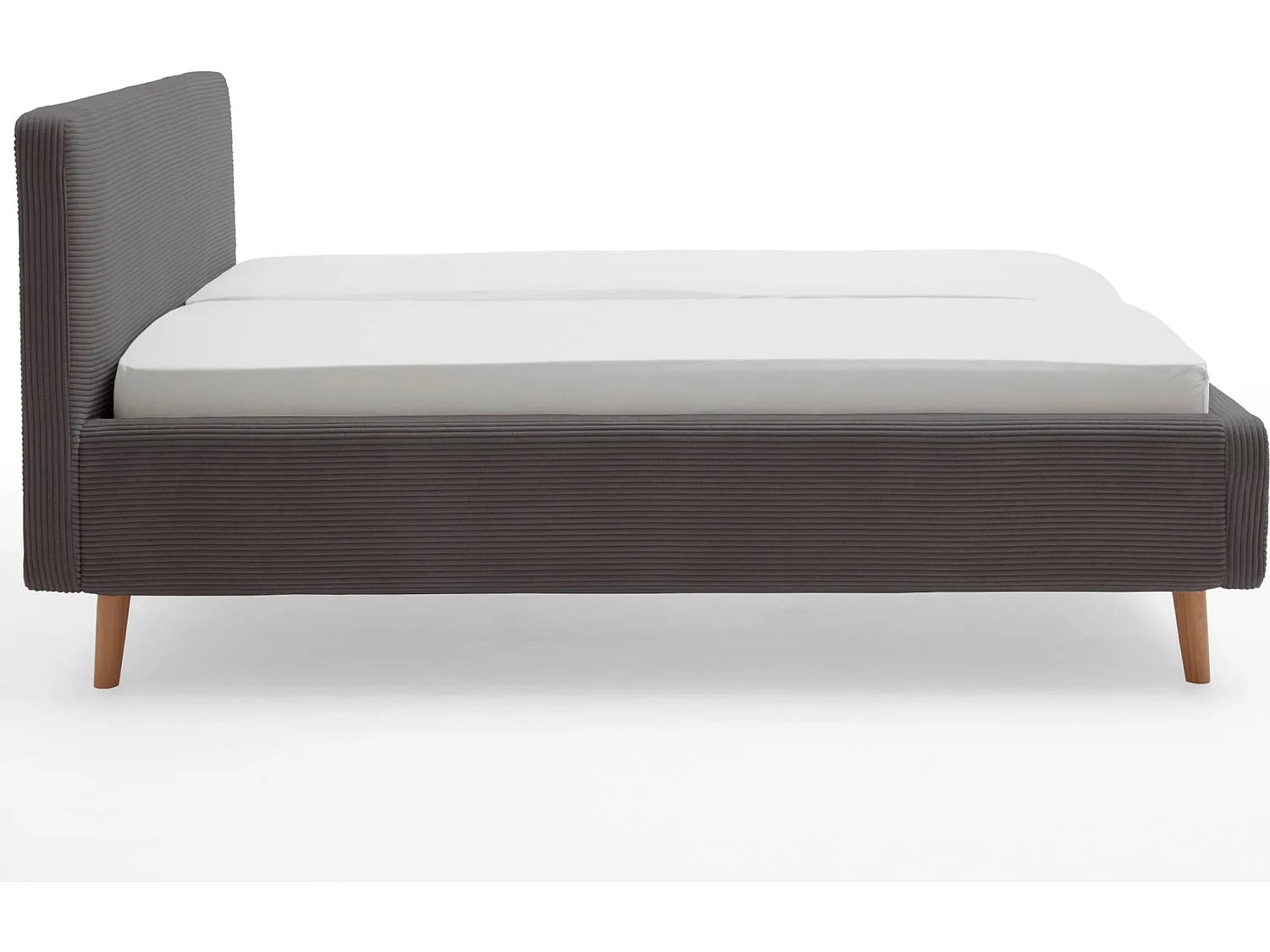 Lit rembourré en velours anthracite avec tête de lit lisse 140x200 - LT8002