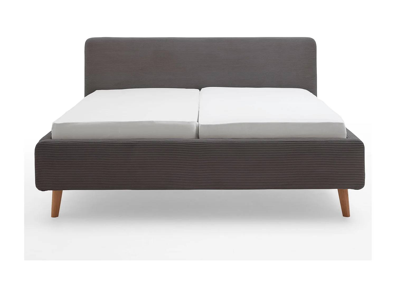 Lit rembourré en velours anthracite avec tête de lit lisse 140x200 - LT8002