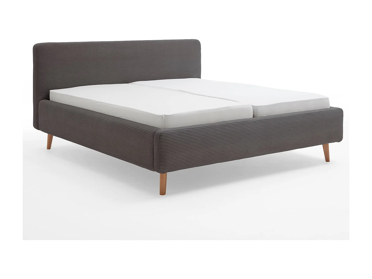 Lit rembourré en velours anthracite avec tête de lit lisse 140x200 - LT8002