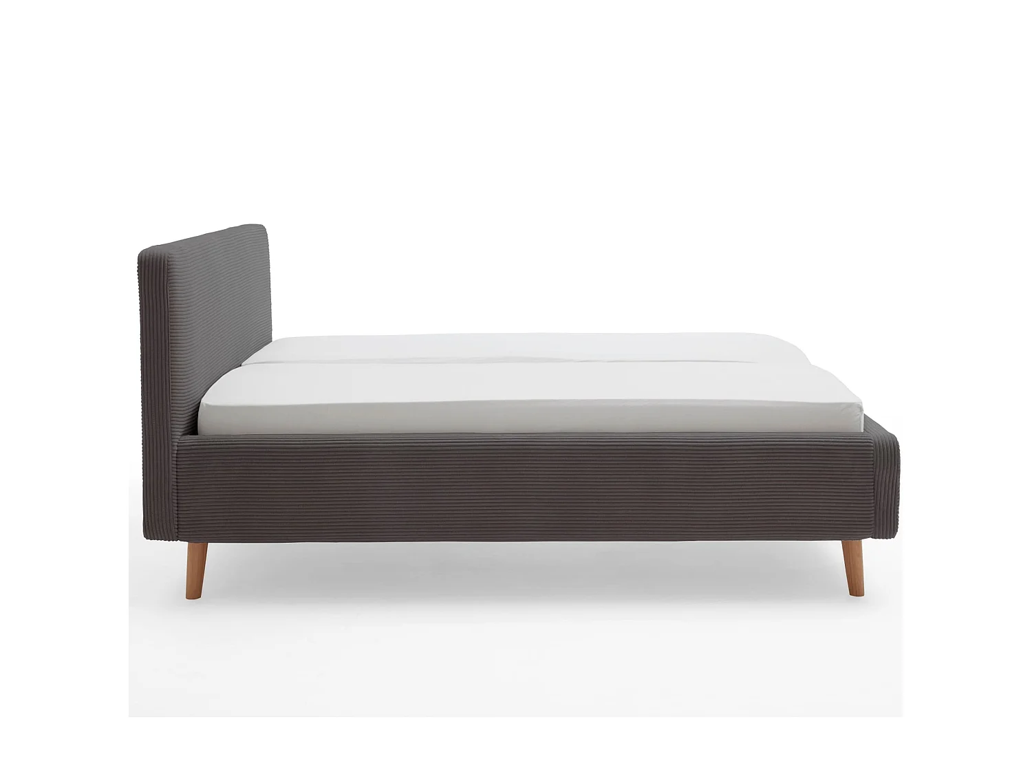 Lit rembourré en velours anthracite avec tête de lit lisse 140x200 - LT8002
