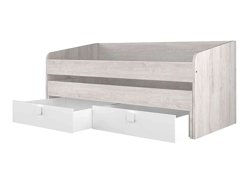 Lit enfant compact en bois grisé et blanc - LT9016