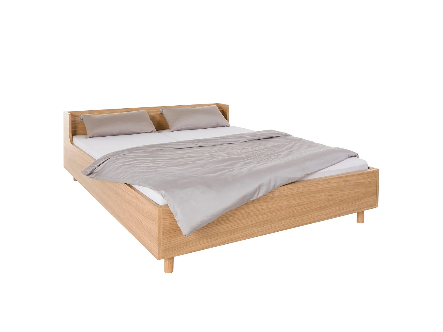 Lit avec tête de lit incurvée et pieds en bois massif 160x200 - LT0079