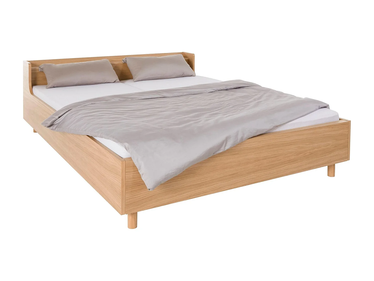 Lit avec tête de lit incurvée et pieds en bois massif 160x200 - LT0079