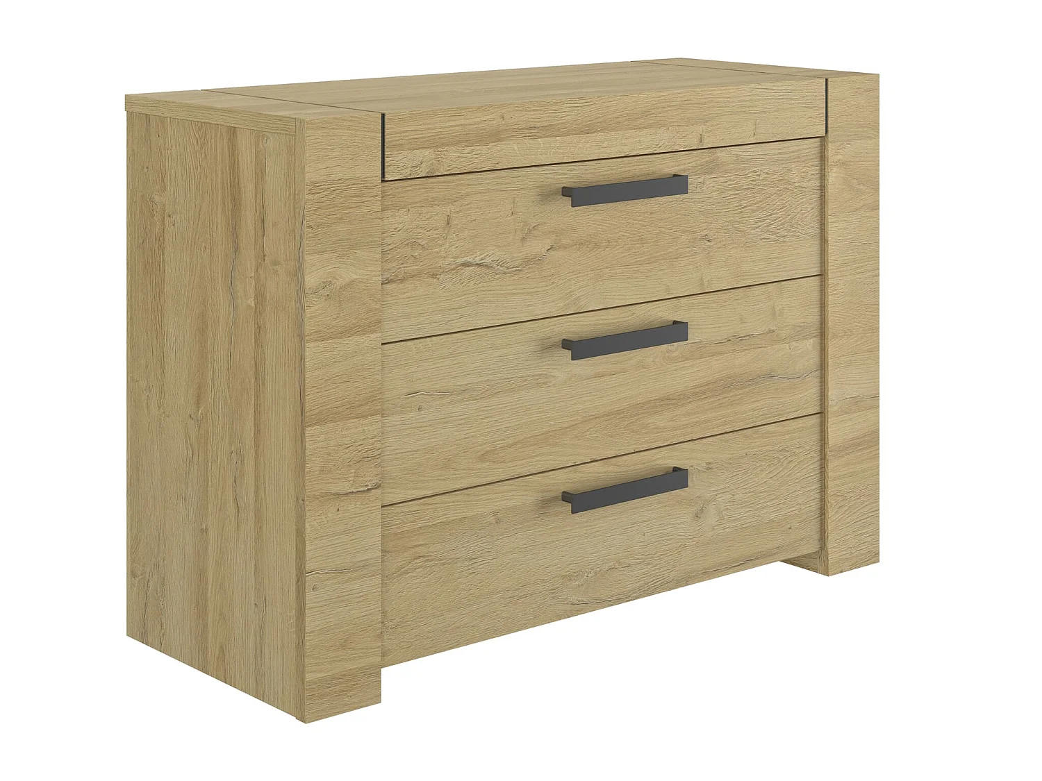 Lit led sensitive 160x200 et commode en bois clair - LT5083