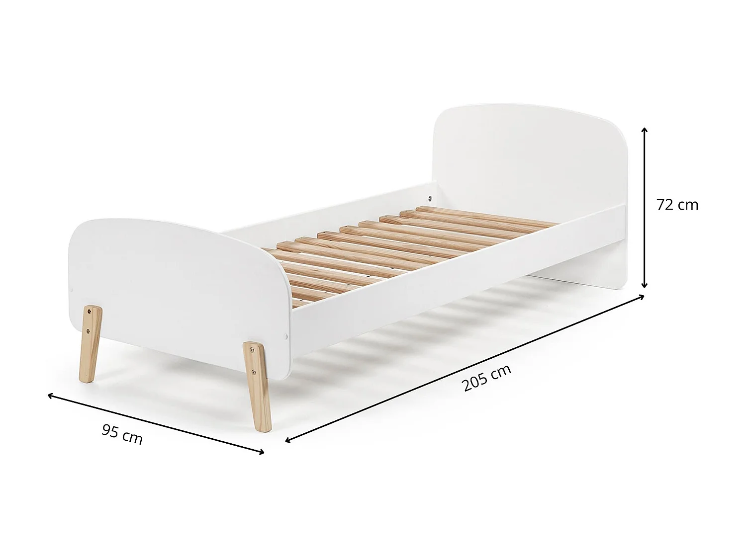 Lit enfant 90x200 blanc laqué avec sommier