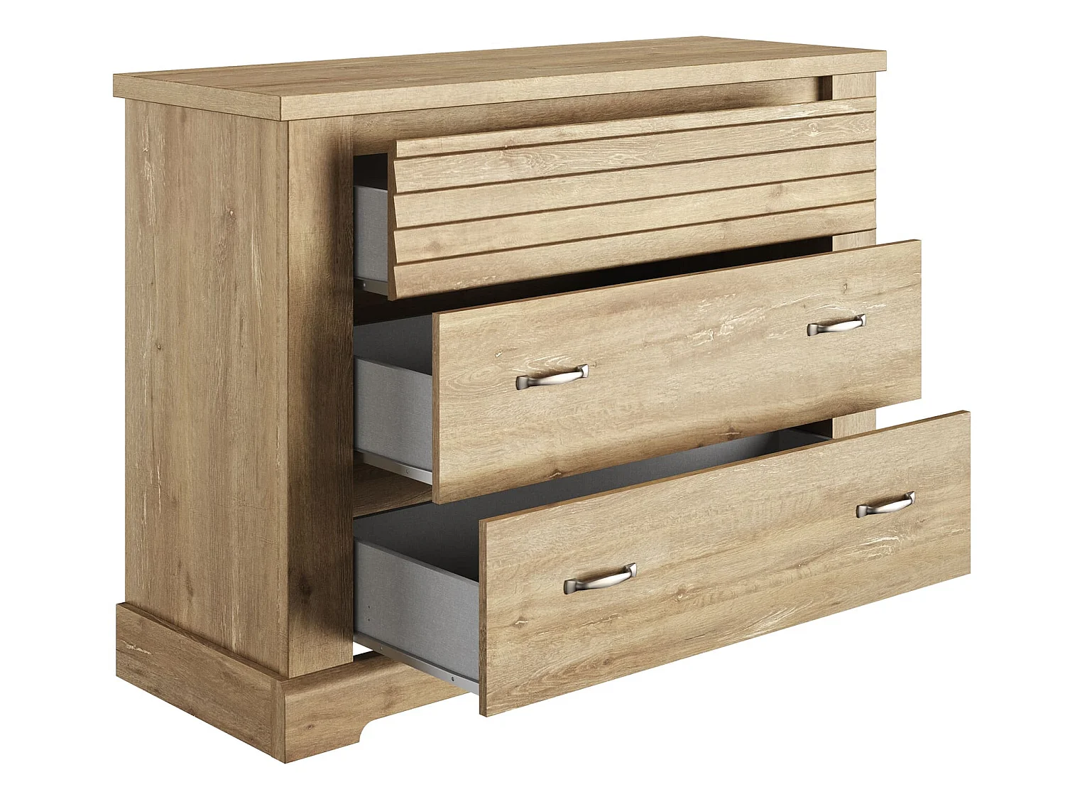 Lit 160x200 et commode en bois clair - LT5078