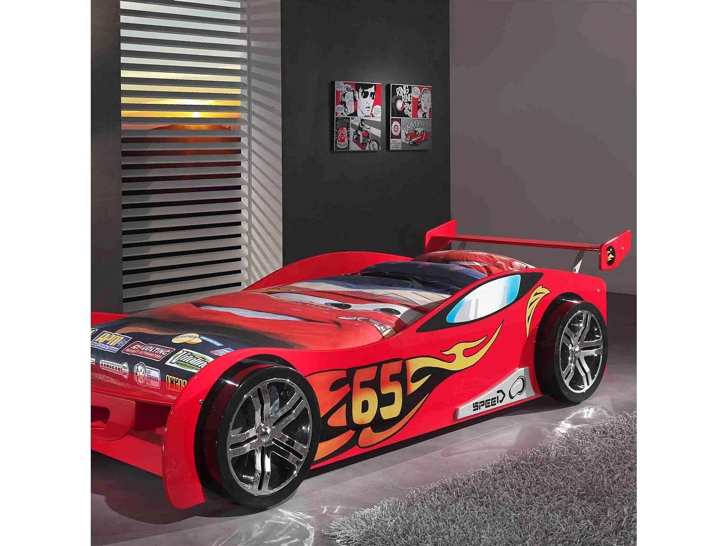 Lit enfant voiture Le Mans rouge 90x200