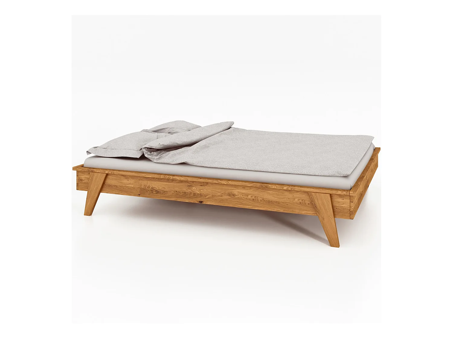 Lit avec pieds inclinés en chêne massif clair 140x190 - LT36003