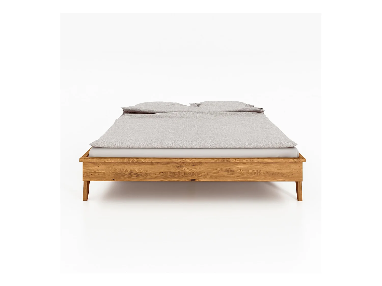 Lit avec pieds inclinés en chêne massif clair 140x190 - LT36003