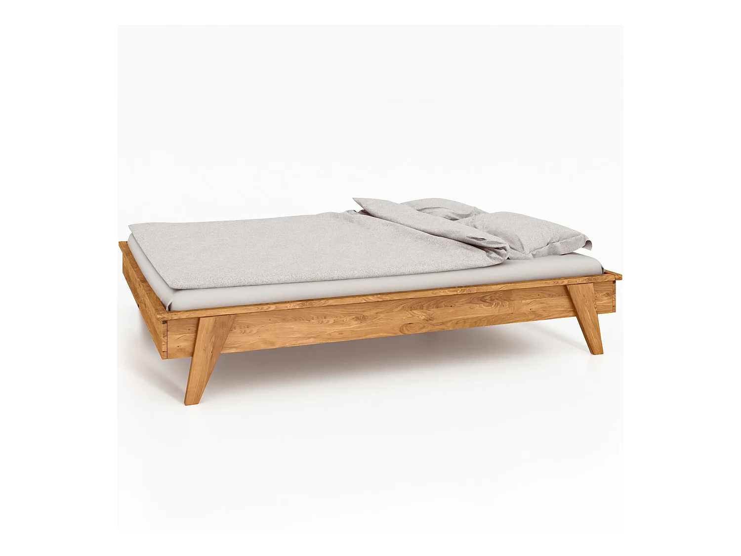 Lit avec pieds inclinés en chêne massif clair 140x190 - LT36003