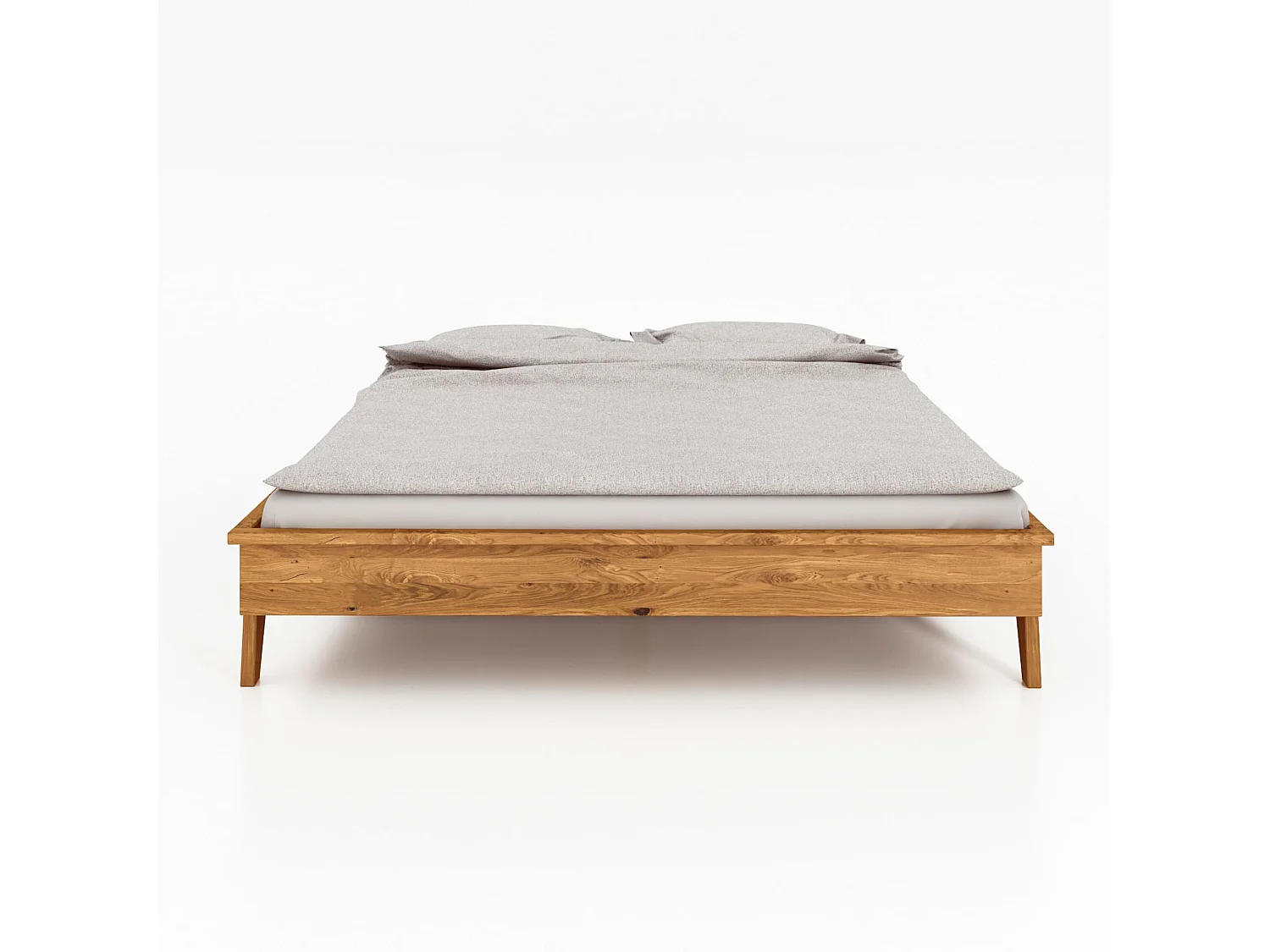 Lit avec pieds inclinés en chêne massif clair 140x190 - LT36003