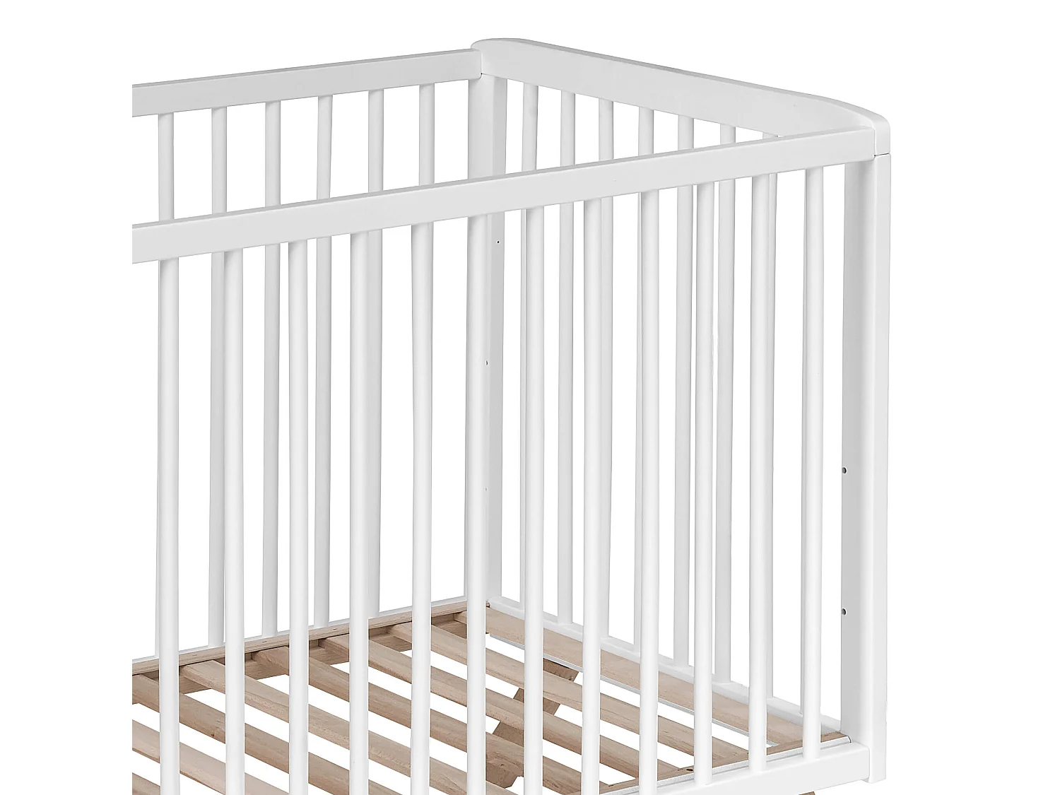 Lit bébé en bois massif blanc avec sommier réglable en hauteur 60x120