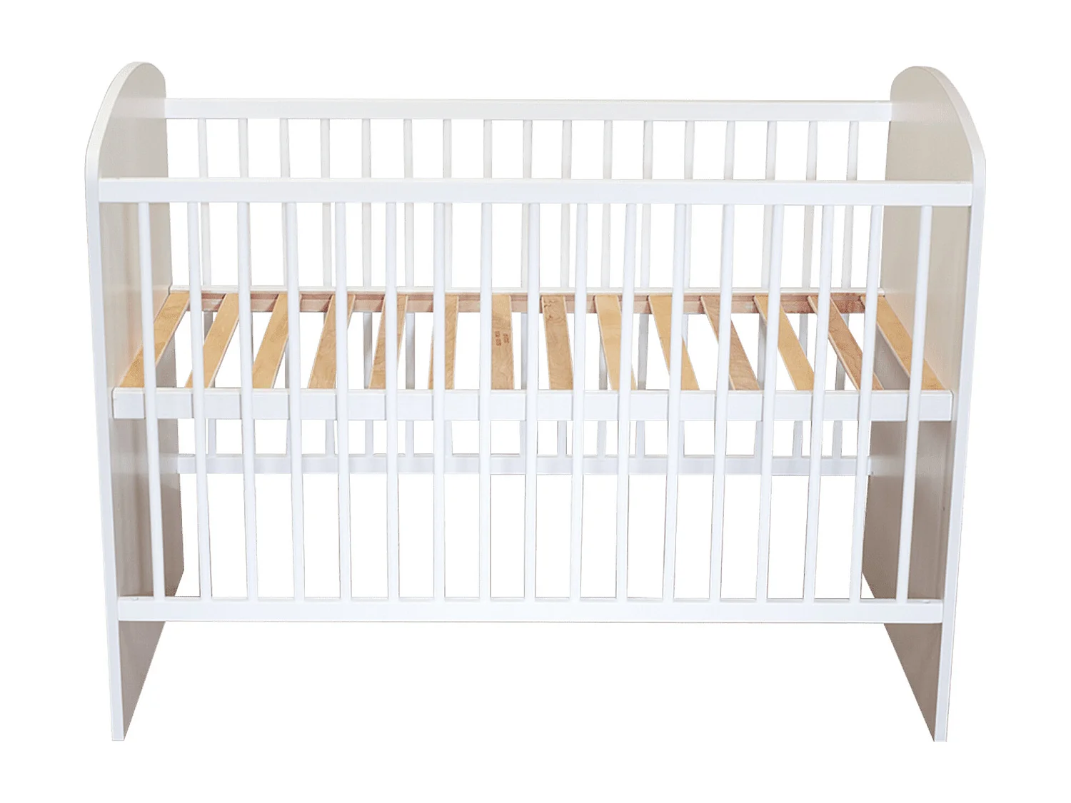 Lit bébé en bois massif blanc avec sommier réglable en hauteur 60x120