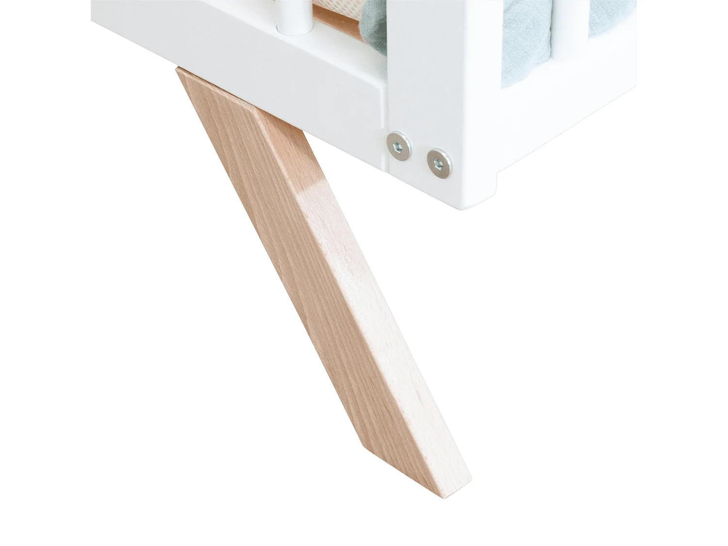 Lit bébé en bois massif blanc avec sommier réglable en hauteur 60x120