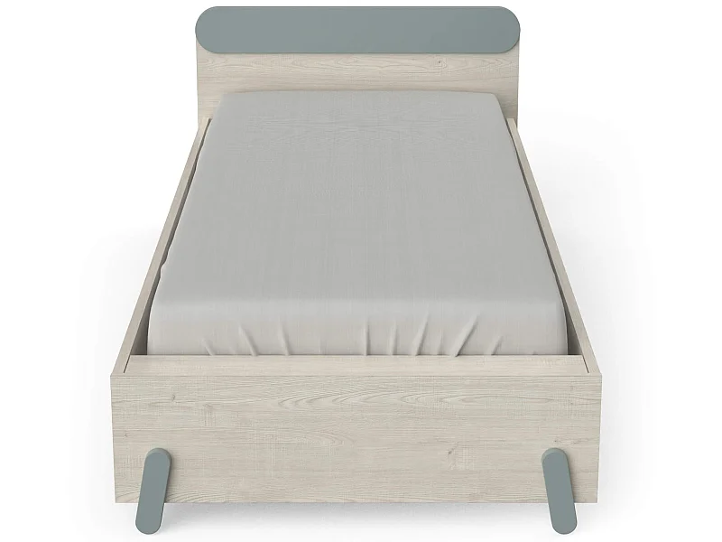 Lit extensible enfant en bois couleur chêne topanga et vert de gris 90x190/200 - LI217