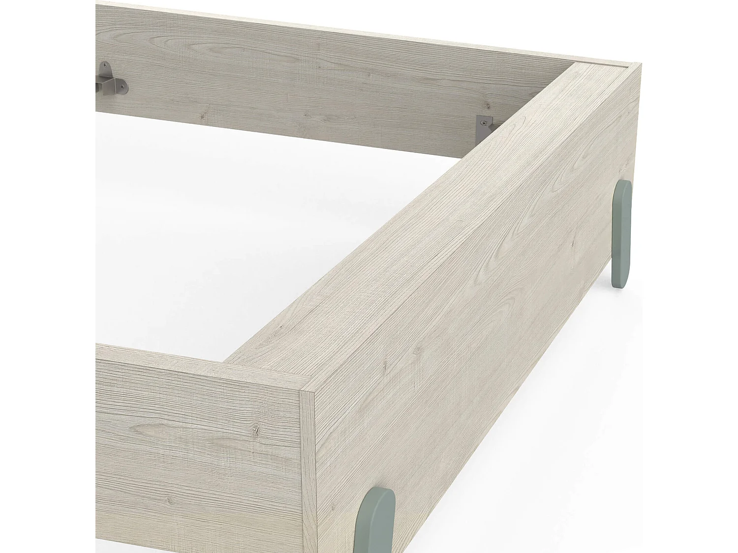 Lit extensible enfant en bois couleur chêne topanga et vert de gris 90x190/200 - LI217