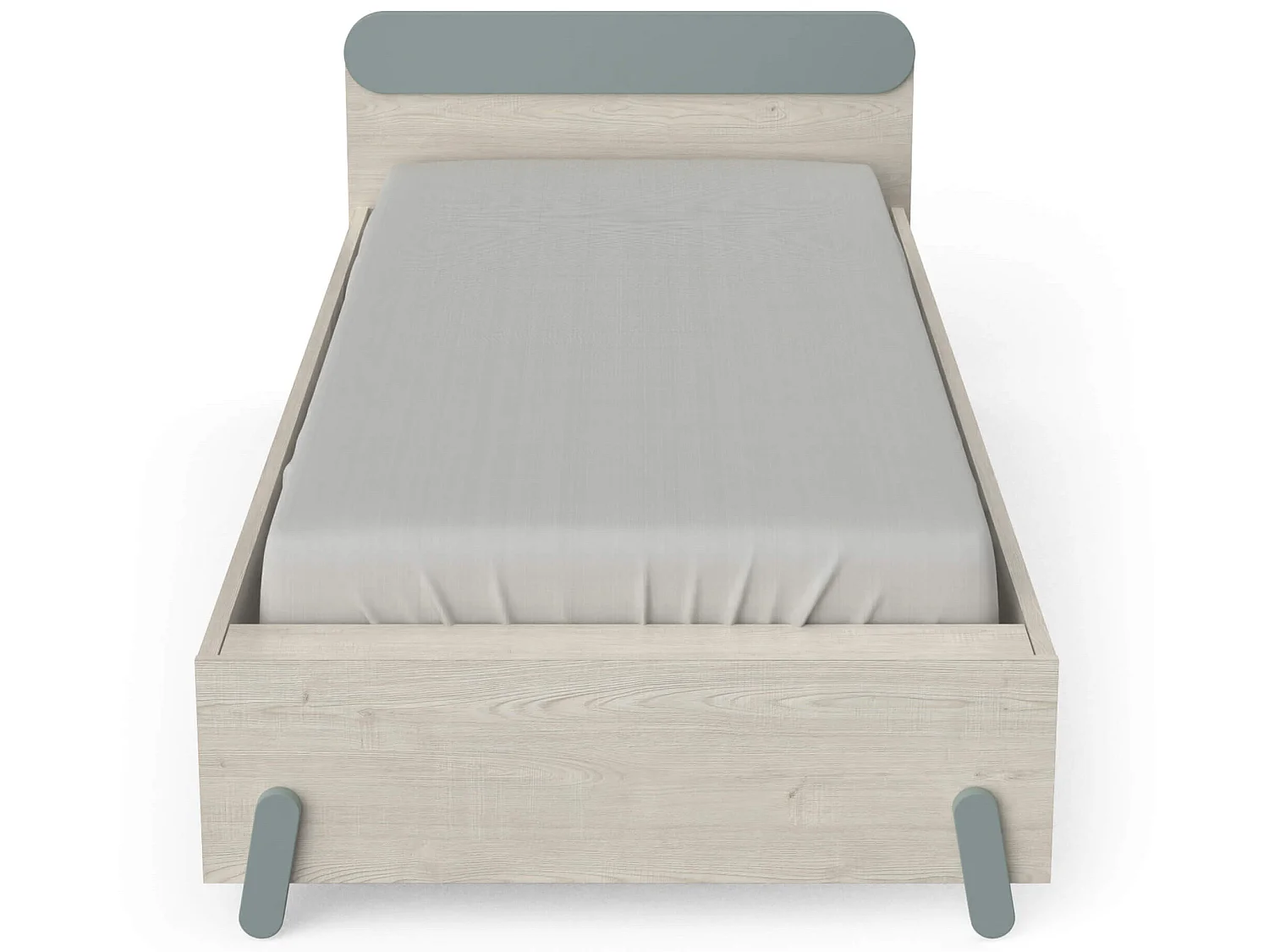 Lit extensible enfant en bois couleur chêne topanga et vert de gris 90x190/200 - LI217