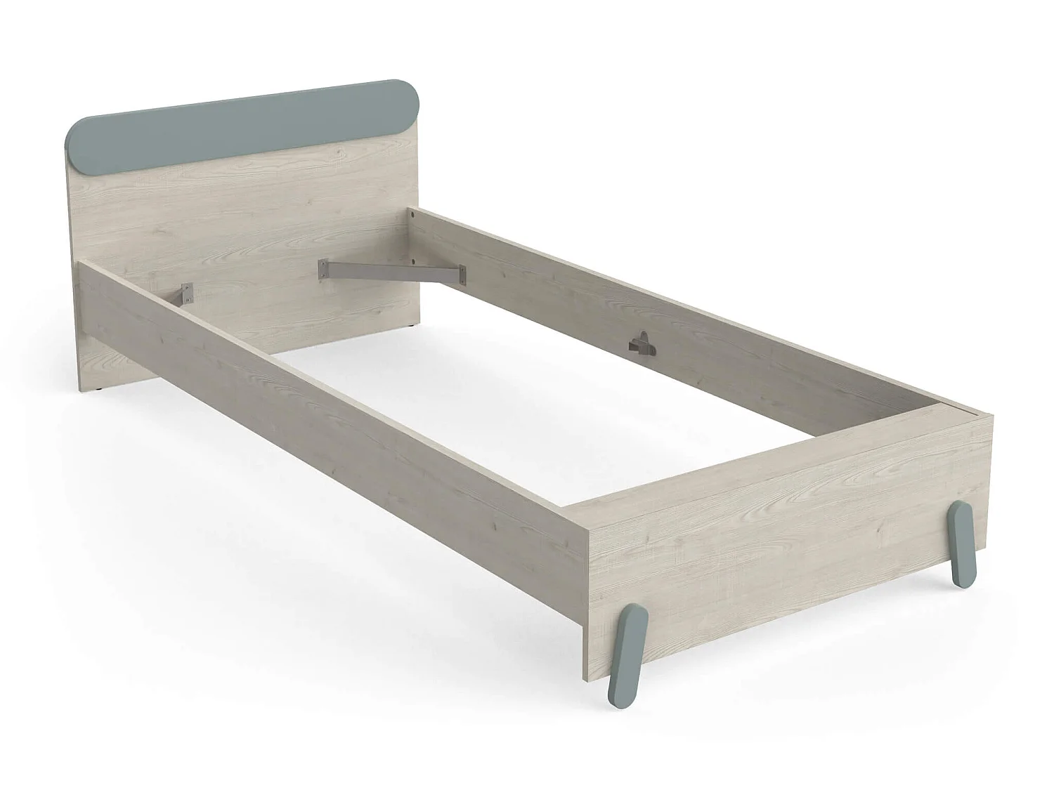Lit extensible enfant en bois couleur chêne topanga et vert de gris 90x190/200 - LI217