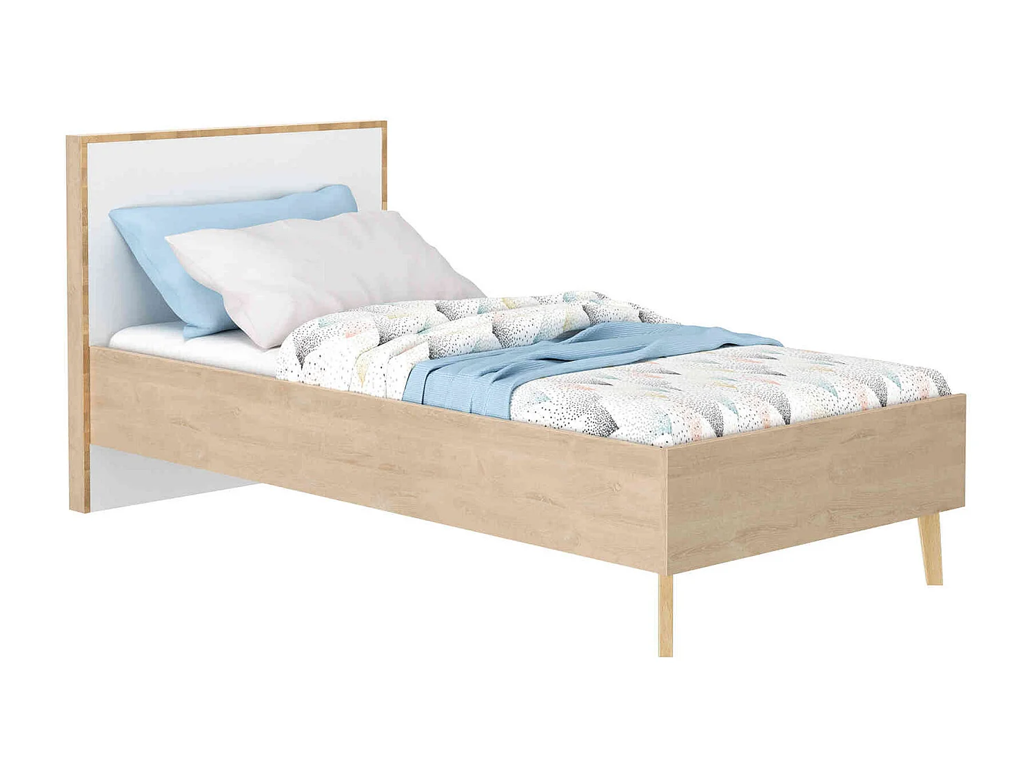 Lit en bois imitation chêne clair 120x200 - LT5046-1