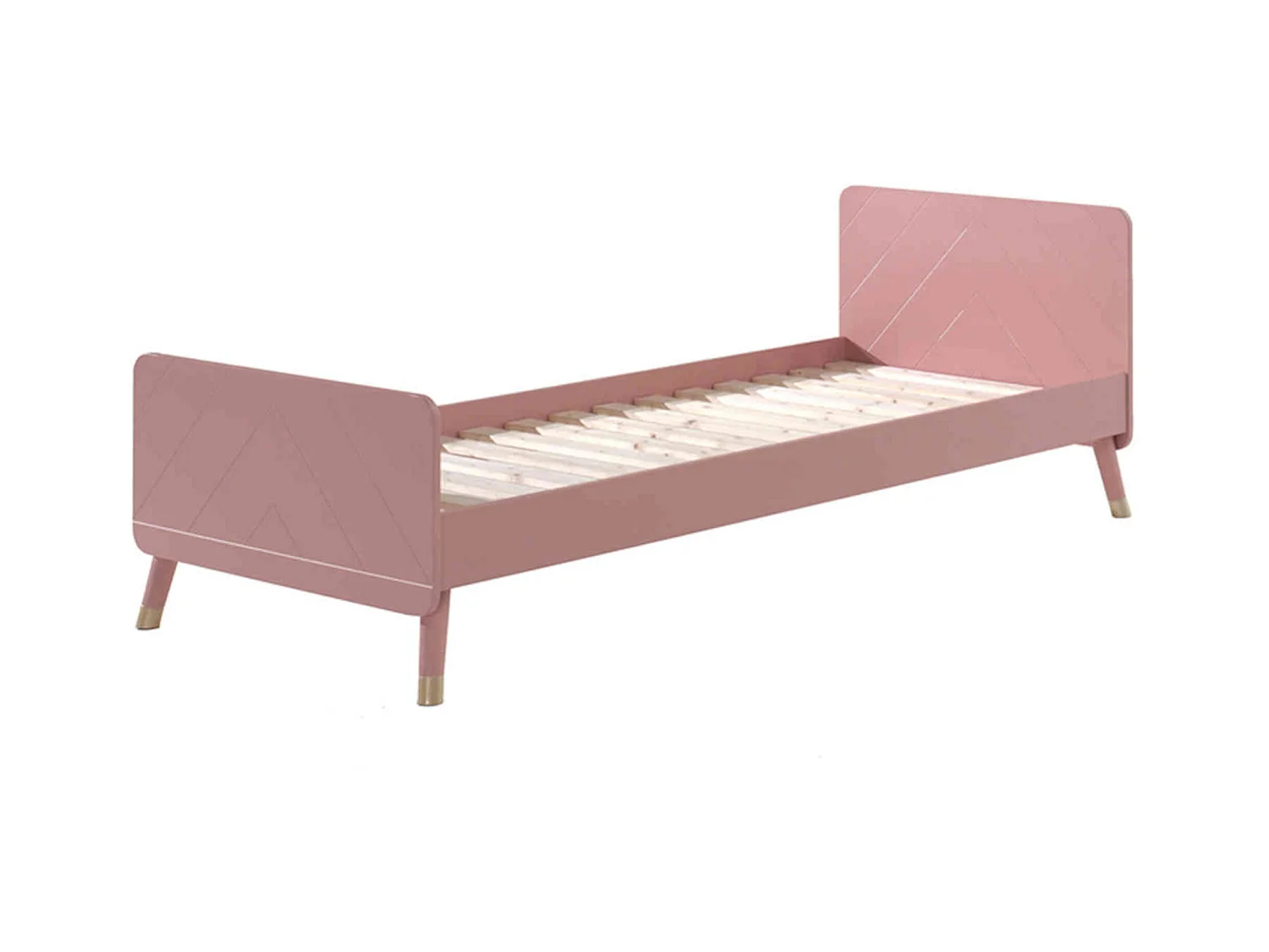 Lit enfant en bois massif rose 90x200 - LI2031