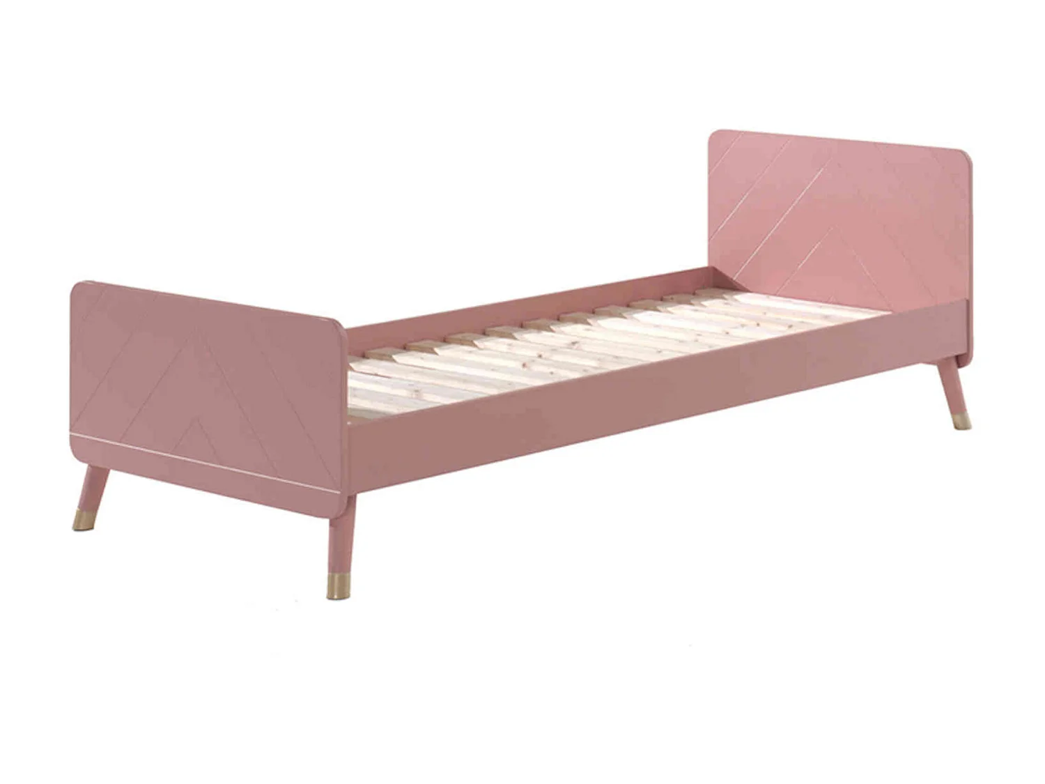 Lit enfant en bois massif rose 90x200 - LI2031