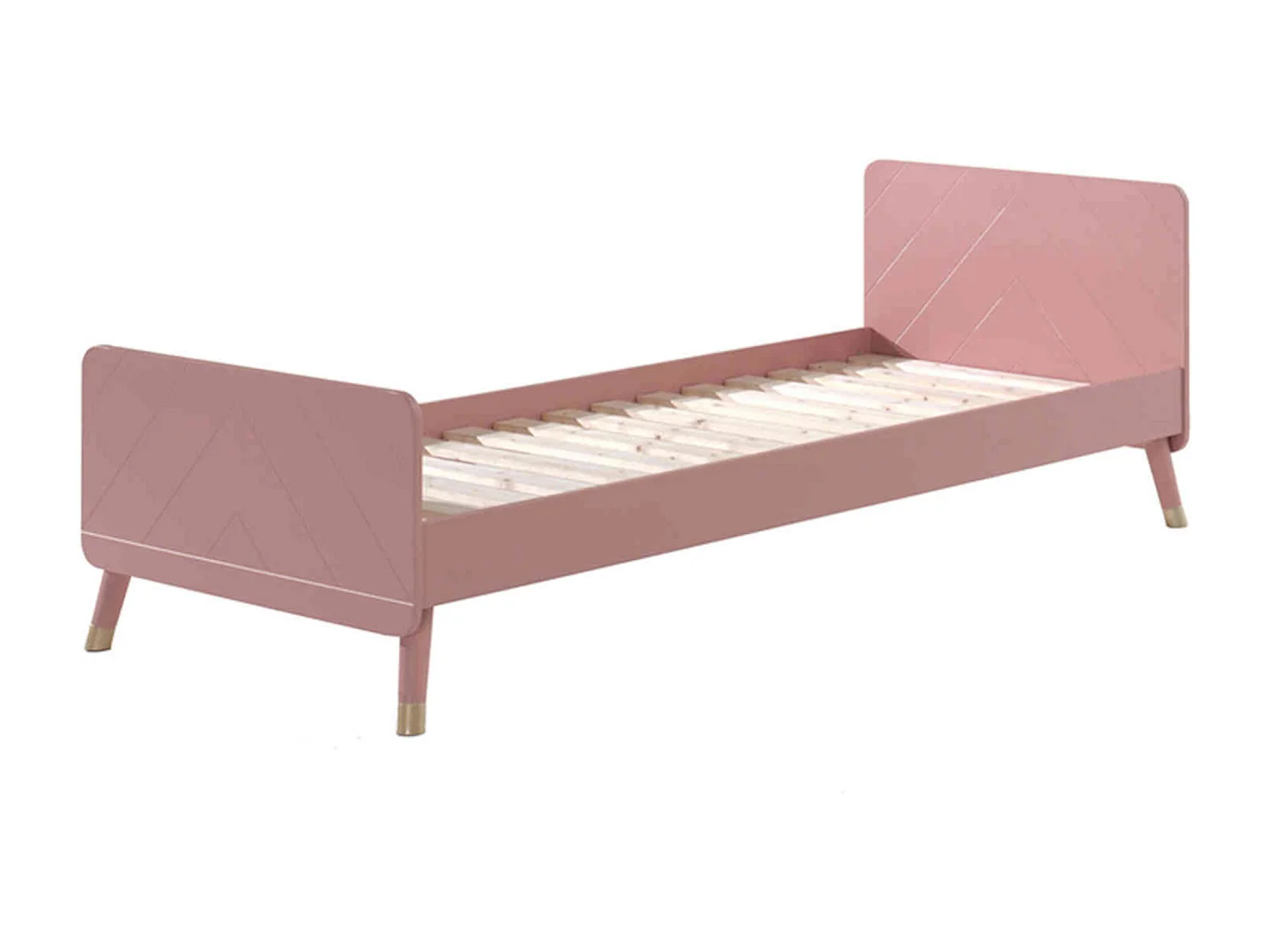 Lit enfant en bois massif rose 90x200 - LI2031