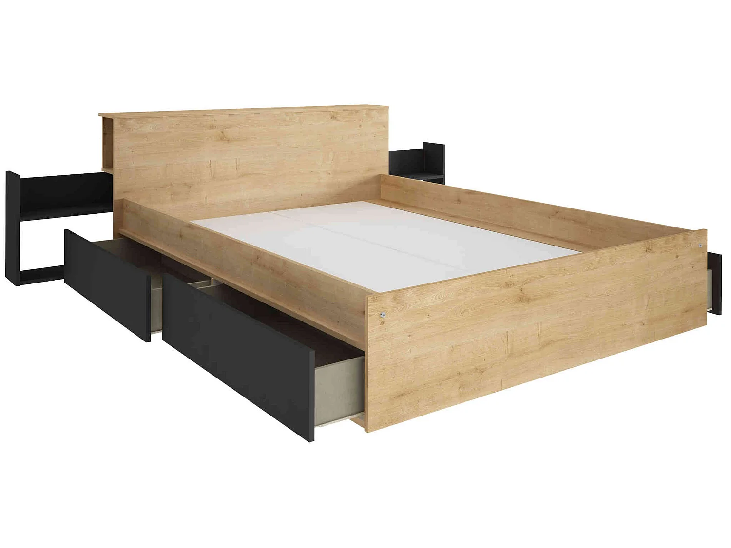 Lit compact en bois imitation chêne 140x190 cm - LT9008