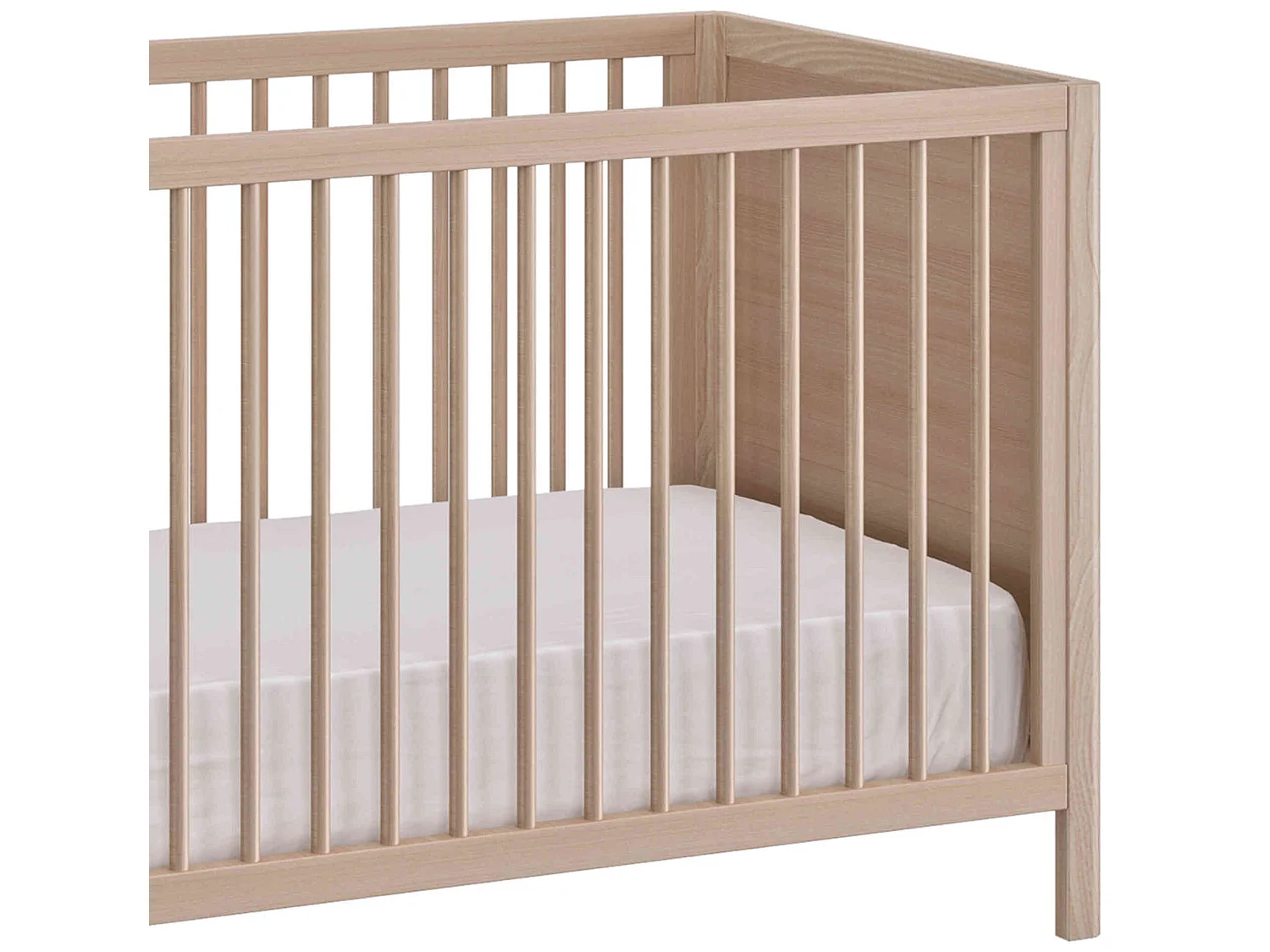 Lit bébé à barreaux en bois imitation chêne clair 70x140 - LT5050-1