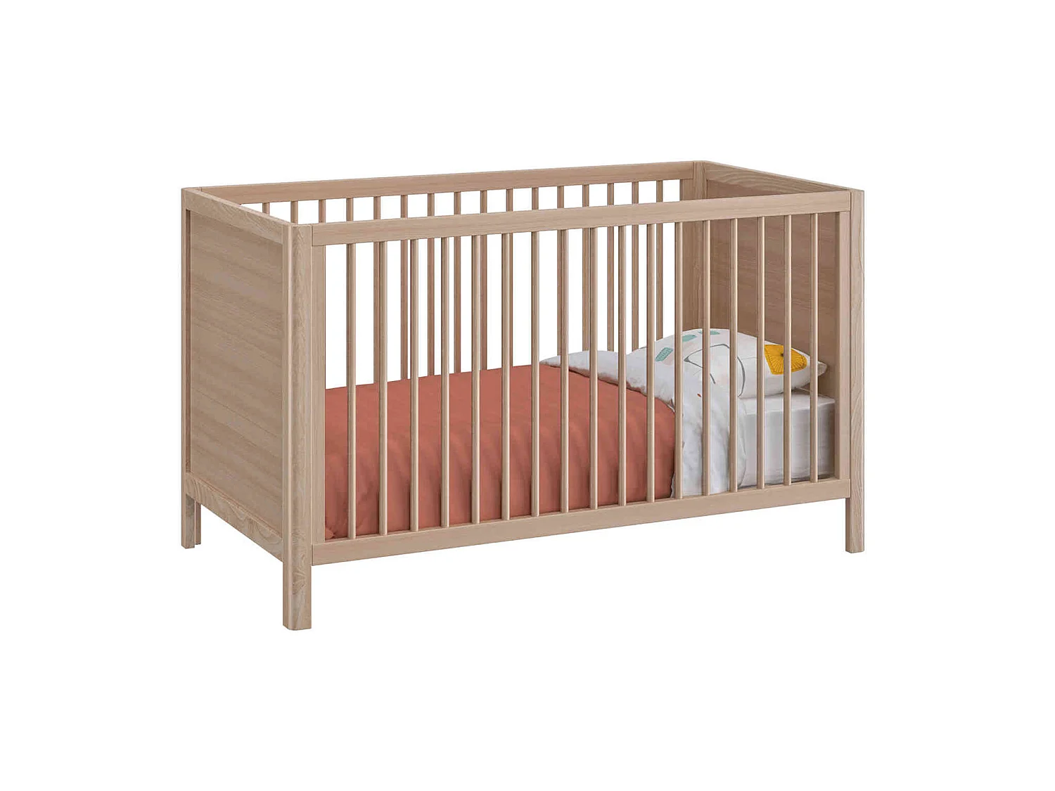 Lit bébé à barreaux en bois imitation chêne clair 70x140 - LT5050-1