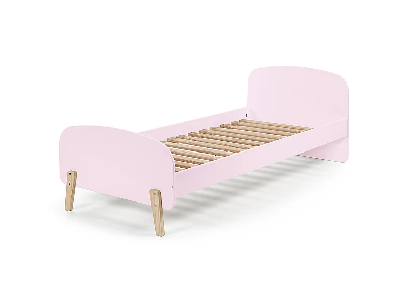 Lit enfant 90x200 rose avec sommier - Terre de Nuit