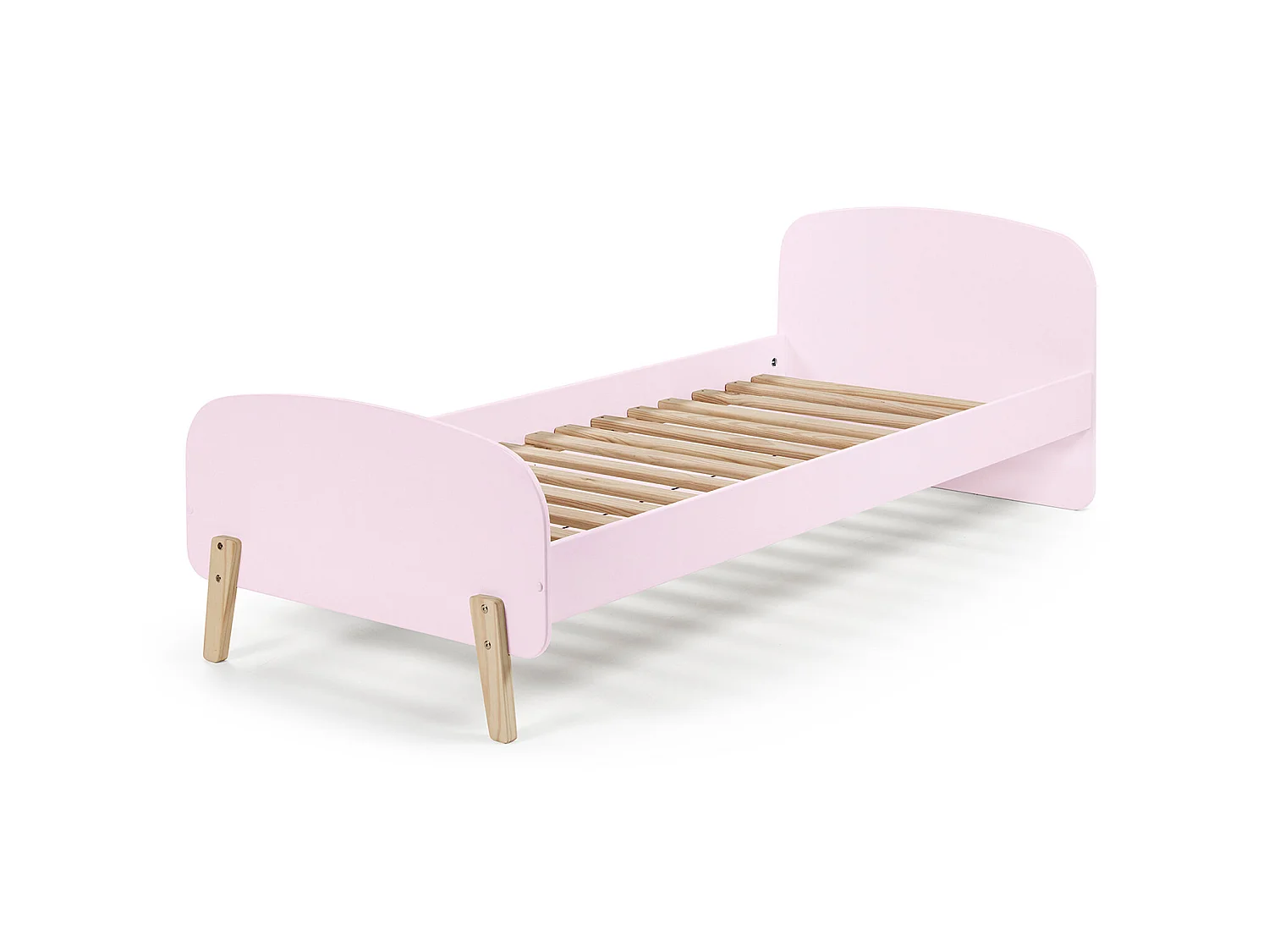 Lit enfant 90x200 rose avec sommier - Terre de Nuit