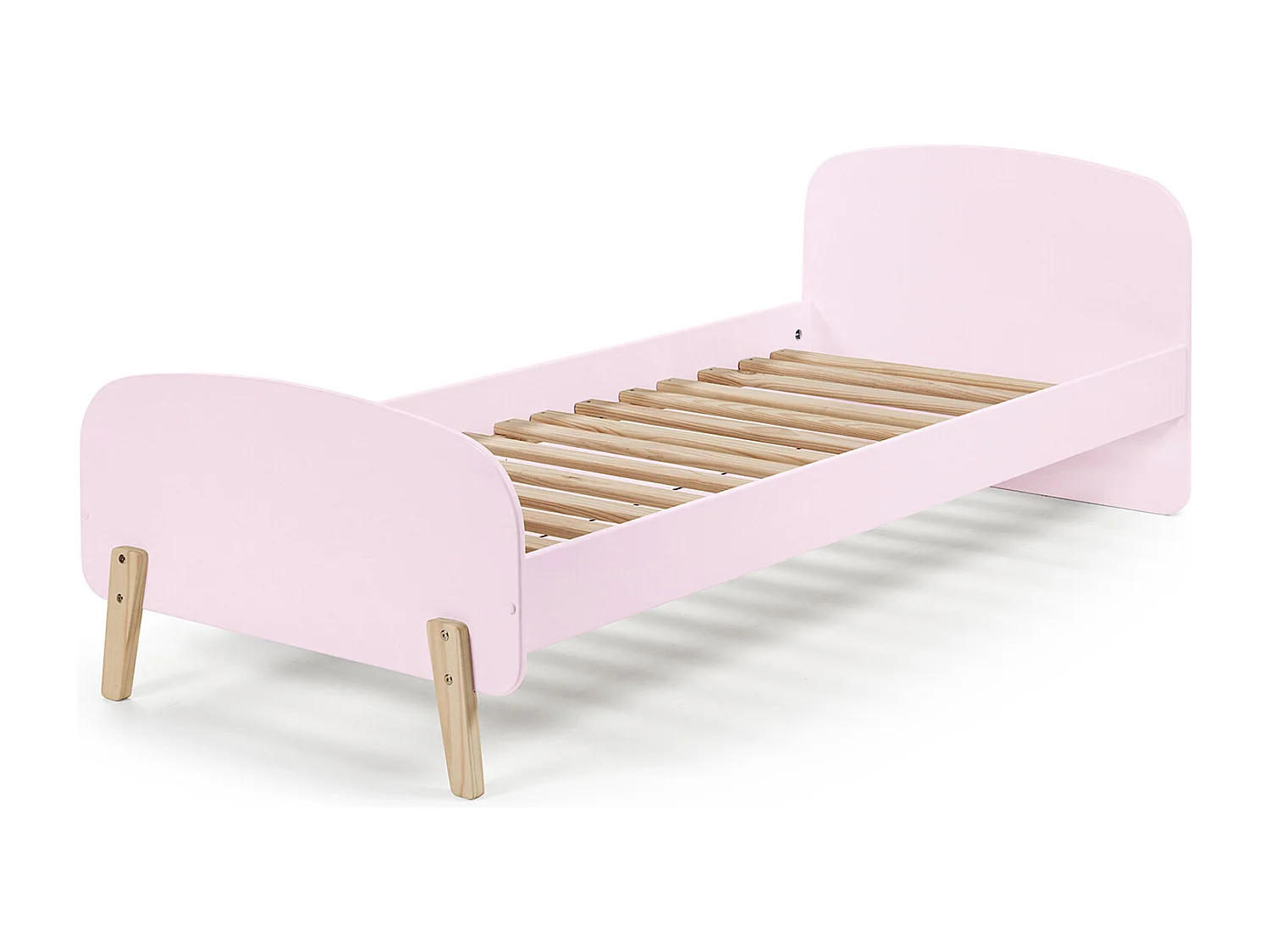 Lit enfant 90x200 rose avec sommier - Terre de Nuit